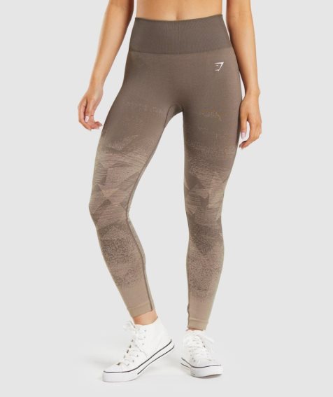 Women's Gymshark Adapt Ombre Seamless Leggings Brown | NZ 1QOUMV